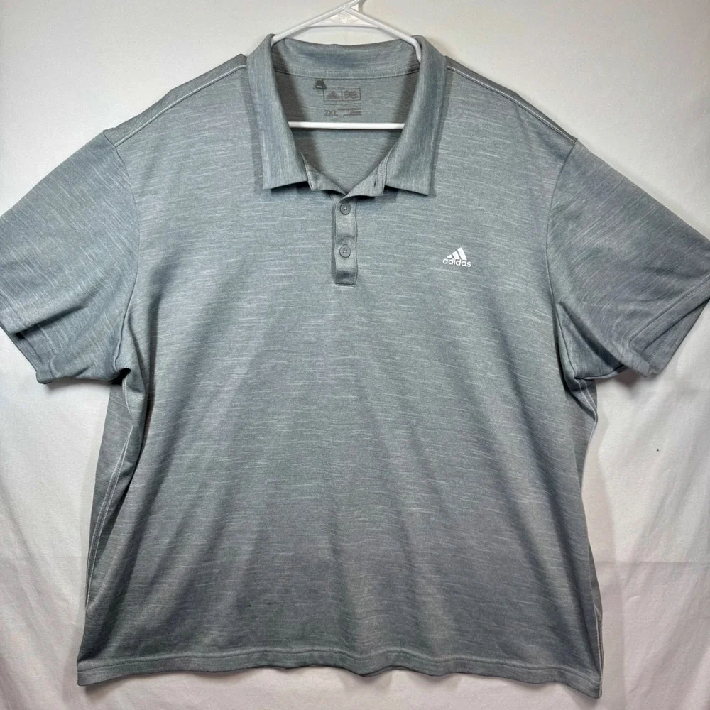 Adidas Golf Polo Shirt Heathered Training Athletic Casual Sz 2XL‎